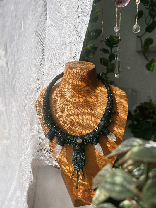 Tektite and Clear Crystal Necklace