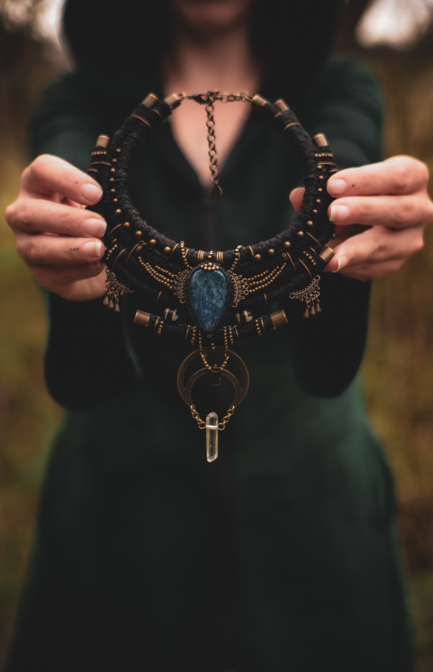 Queen of Night - with Lapis Lazuli, Smoky Quartz and Clear Crystal