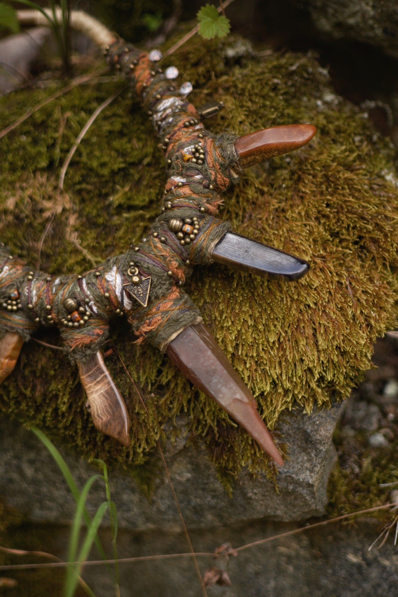 Afterlife - Necklace with Rusty Quartz and Tree fossils