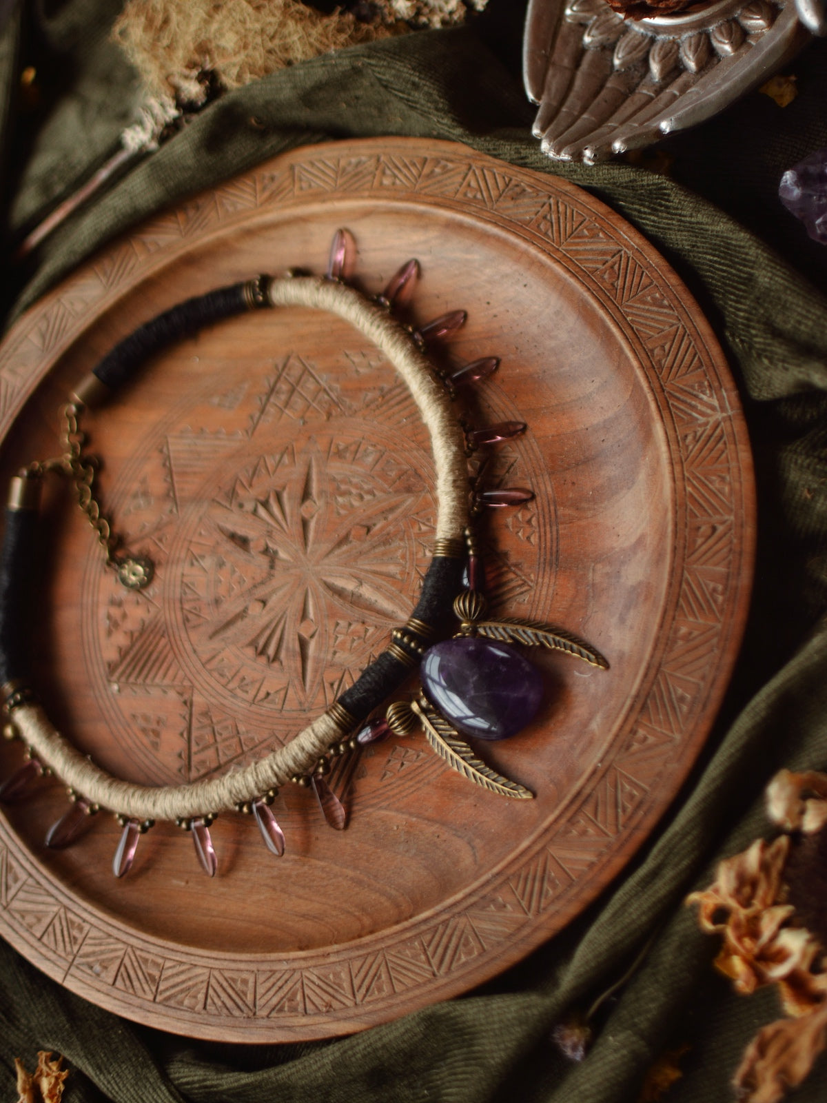 Amethyst Necklace beige/black