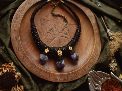 Triple Amethyst Statement Necklace