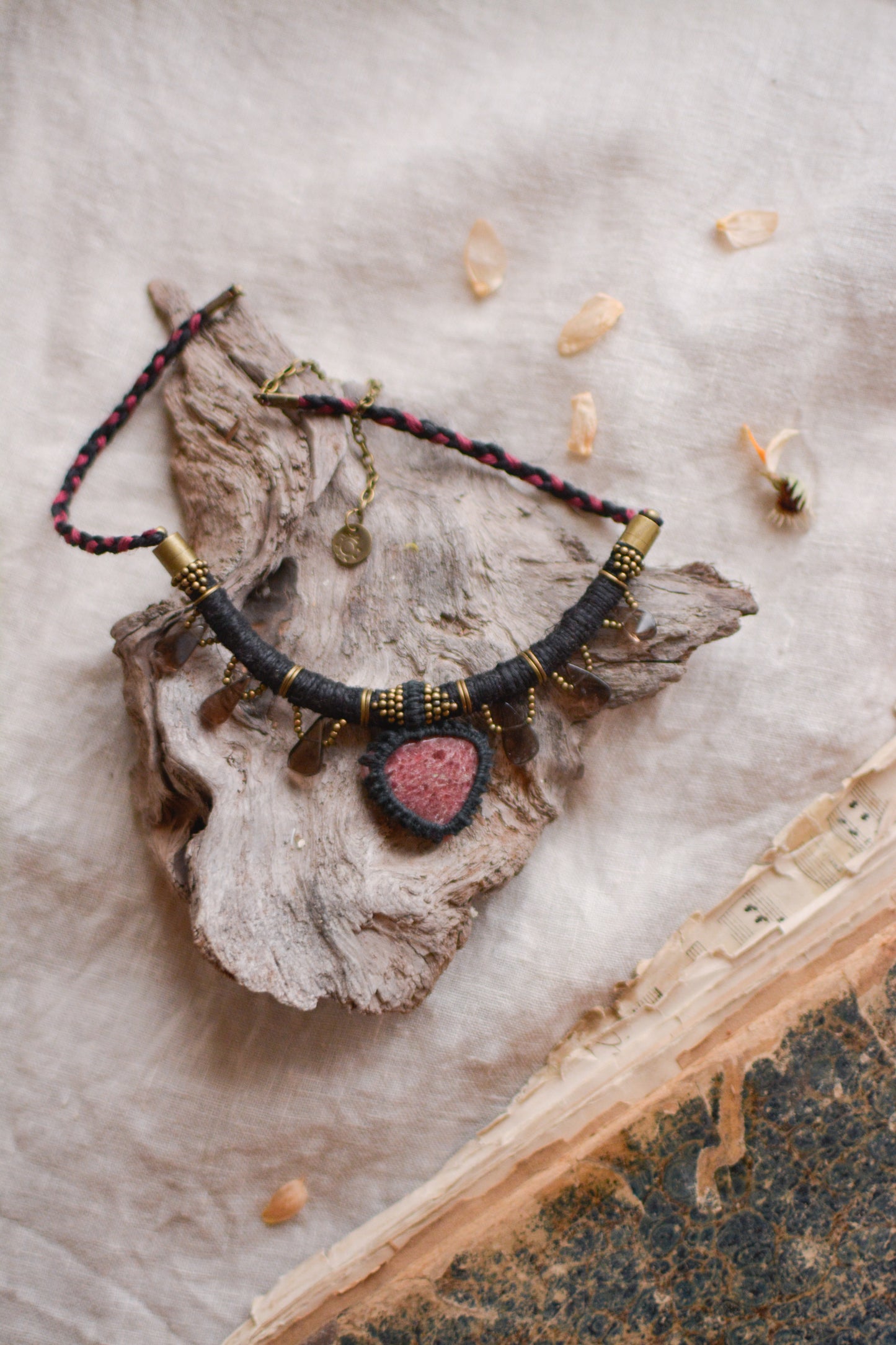 Nivar Necklace with Rhodonite and Smoky Quartz