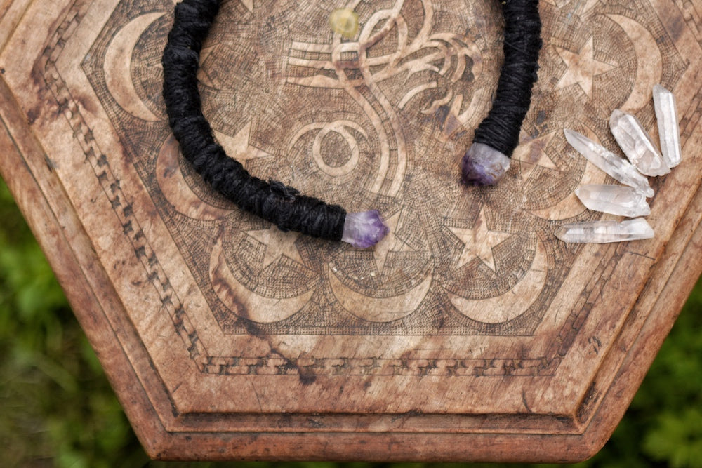 Nightfall Nexus - Moon Choker with Amethyst