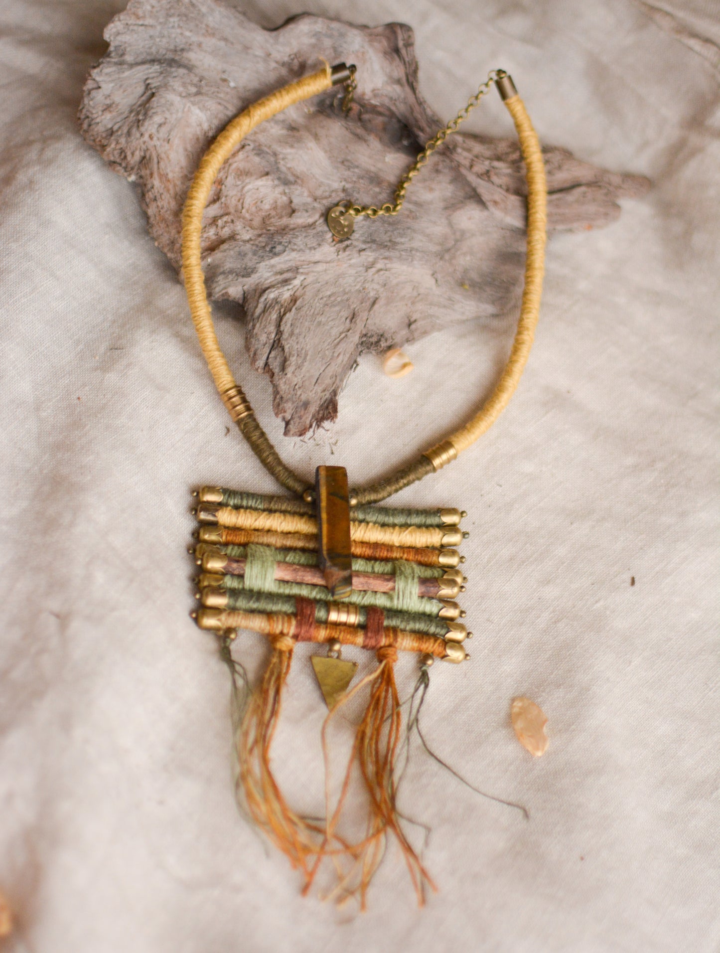 Terrasuna Linen Necklace with Tiger Eye