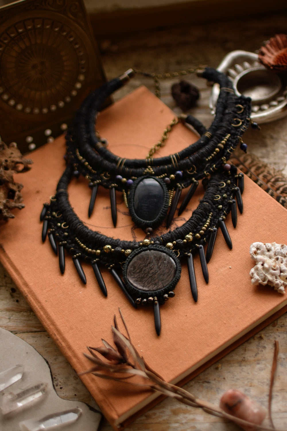 Nightfall Nexus - Hemp Necklace with Blue Tiger Eye