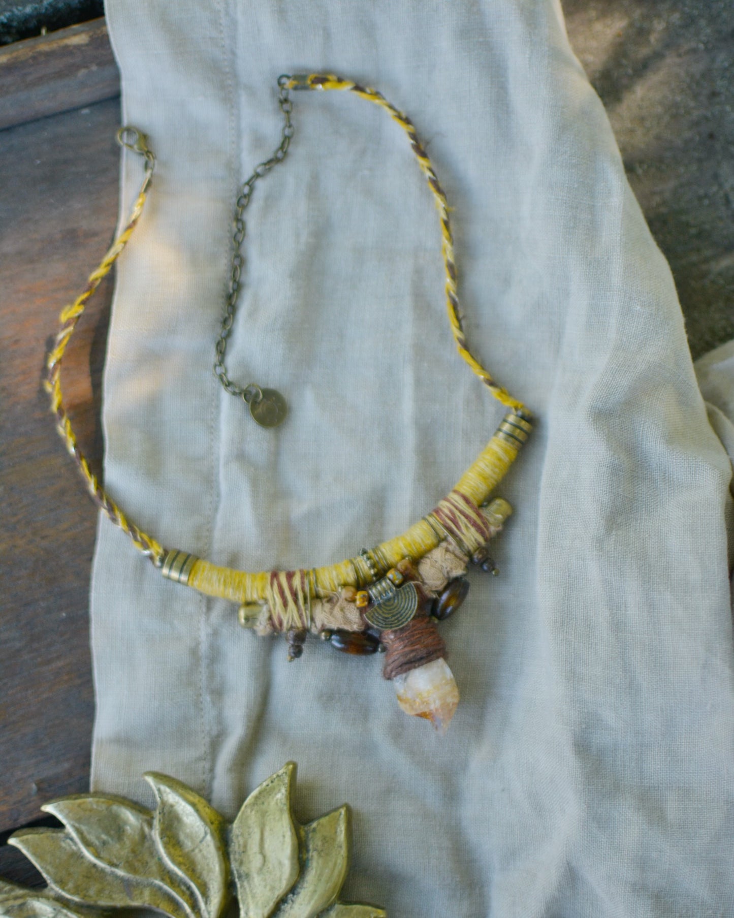 Boheme Joy Hemp and Linen Necklace with Heated Amethyst