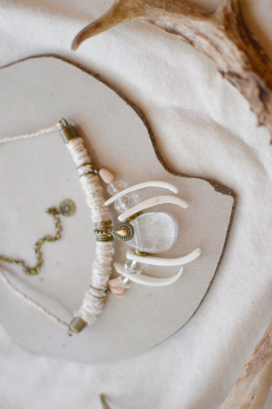 The Air Tribe Necklace with Shells and Clear Crystal