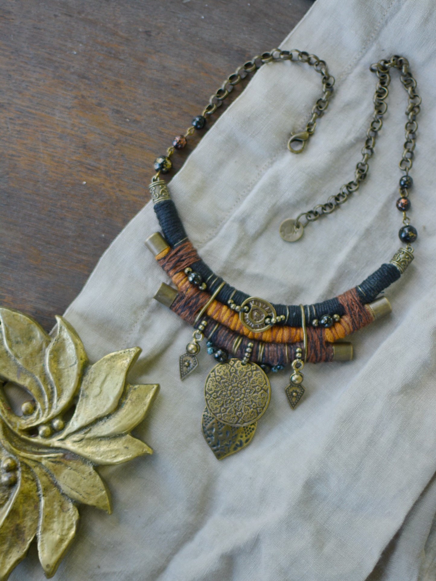 Earth and Fire Hemp and Linen Necklace