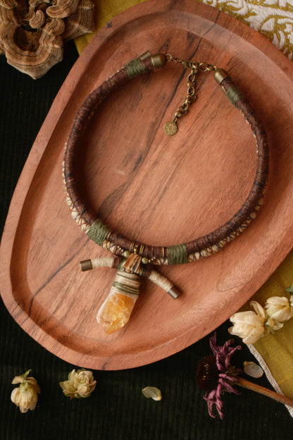 Fallen Leaves Necklace with Heated Amethyst (Citrine)