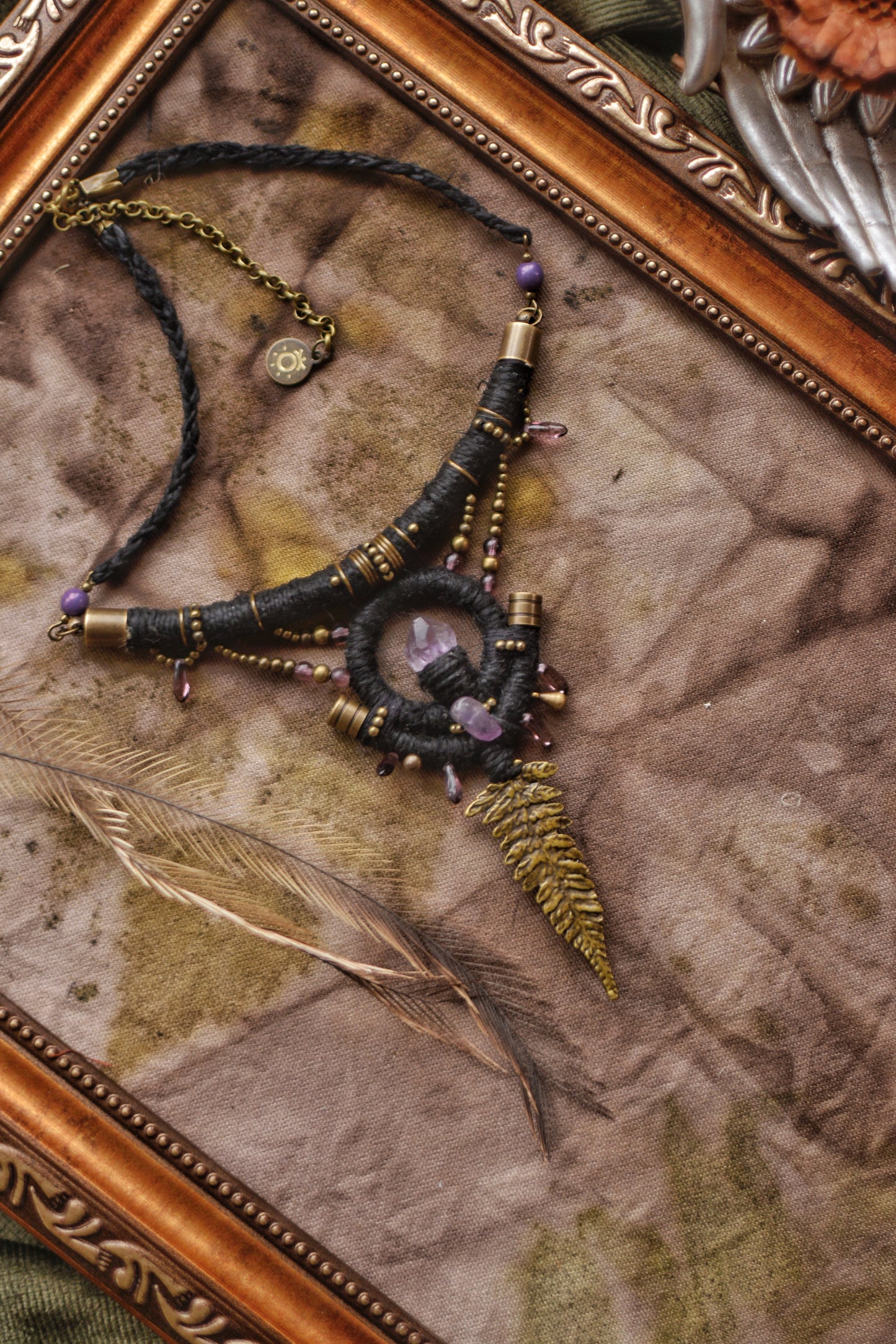 Sacred Armor - Talisman with fern pendant and amethyst