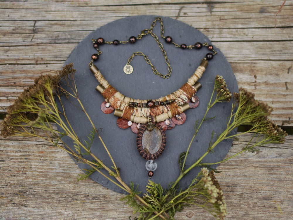 Afterlife NEcklace with Bronzite and Clear Crystal